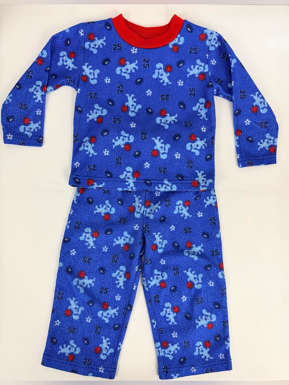 Vintage 2002 Toddler 3T Blues Clues Basketball & Football #25 Pajama Top&Bottom